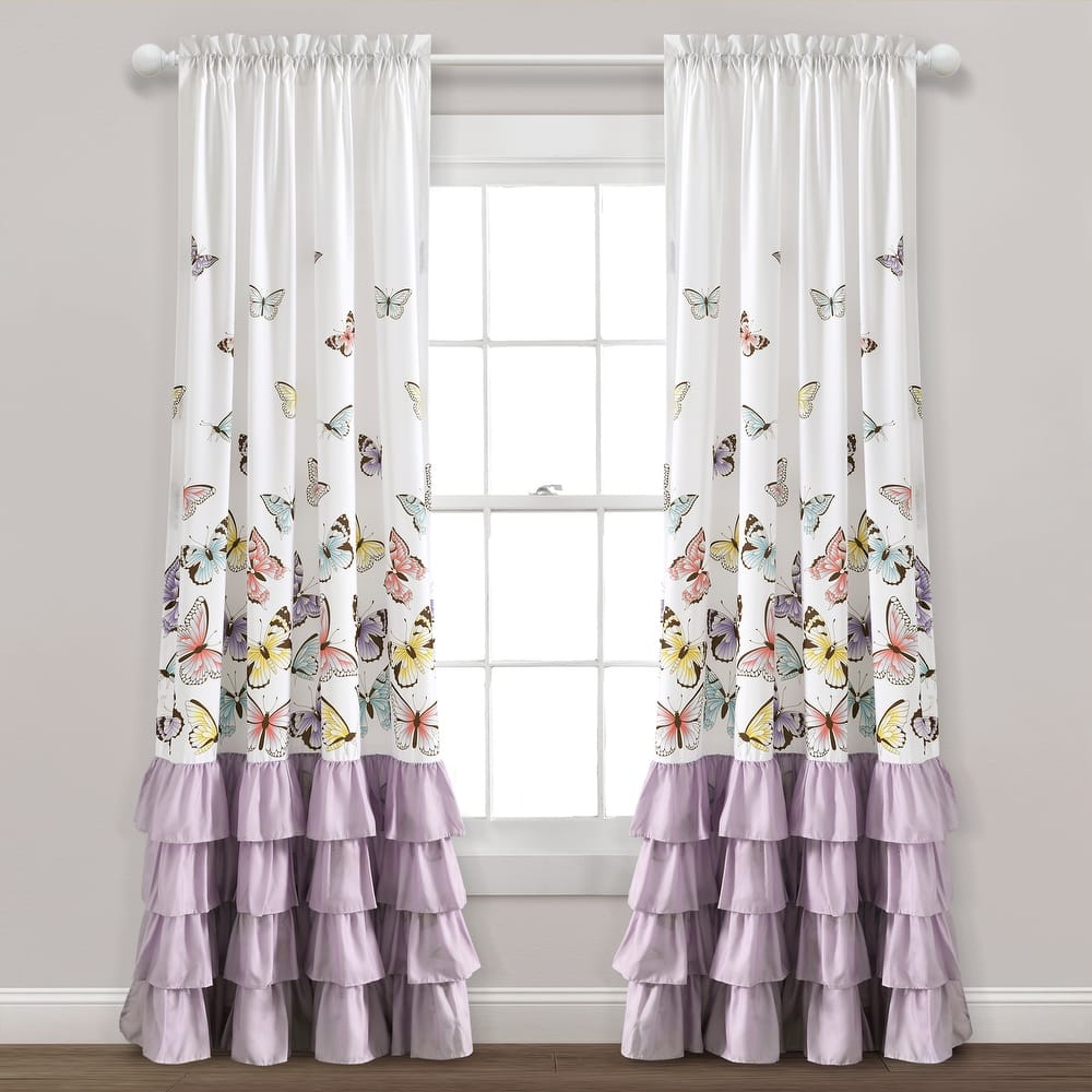 Lush Decor Flutter Butterfly Window Curtain Panel Pair