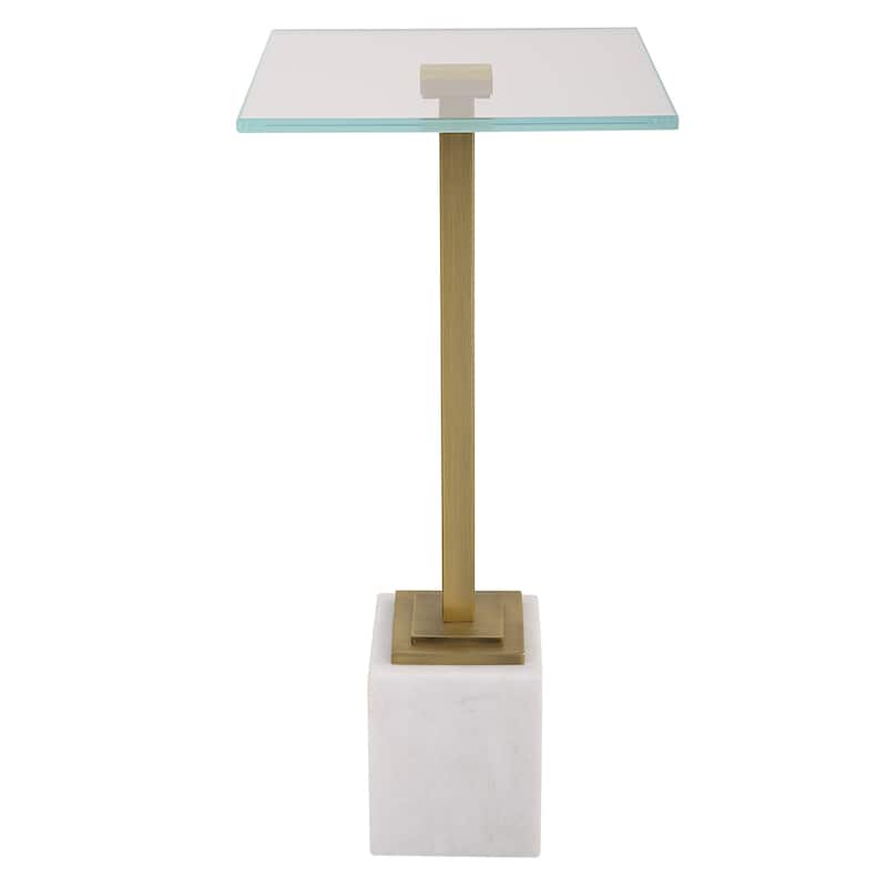 Martini Table with White Marble - 11"W x 24"H x 11"D
