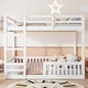 preview thumbnail 11 of 18, Stylish and Simple Full Size Wooden Bunk Bed, Solid Pine Full over Full Floor Bunk Bed Frame with Ladder and Guardrails White - Full