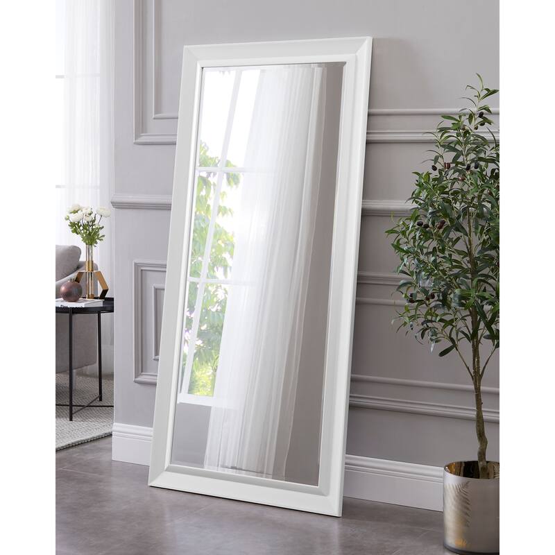 Framed Bevel Leaner Full Length Huge Floor Mirror XL Mirror Large Rectangle Standing Cream Floor Mirror Huge Mirrors for Bedroom