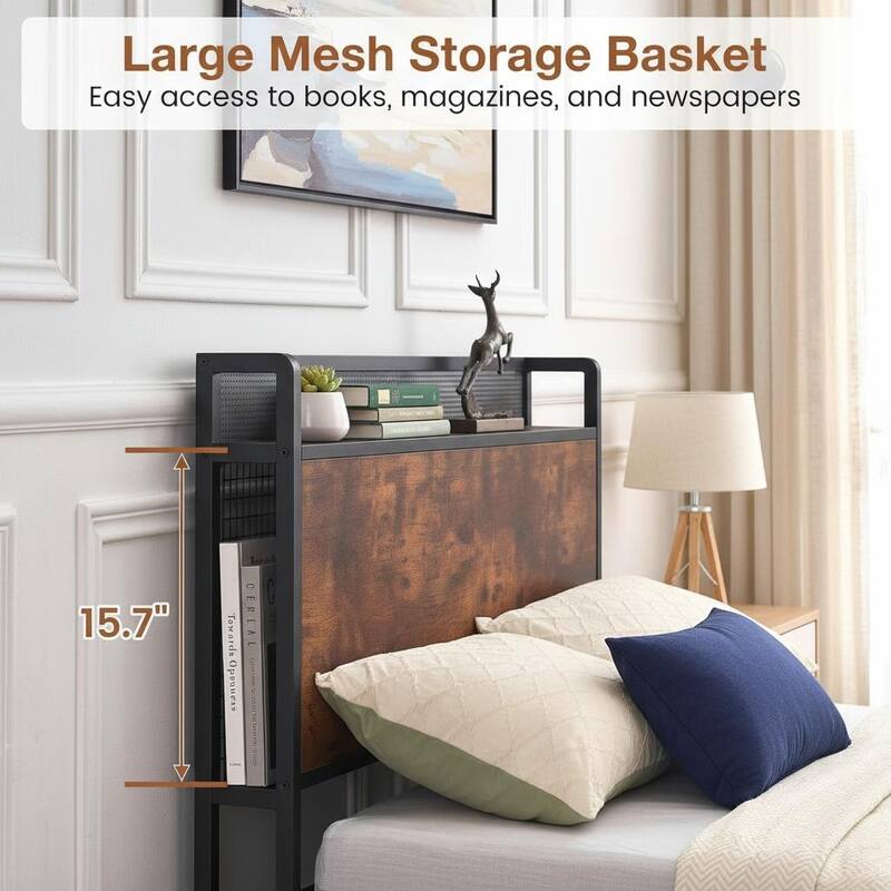 Bed Frame, with RGB LED Light and 4 Storage Drawers