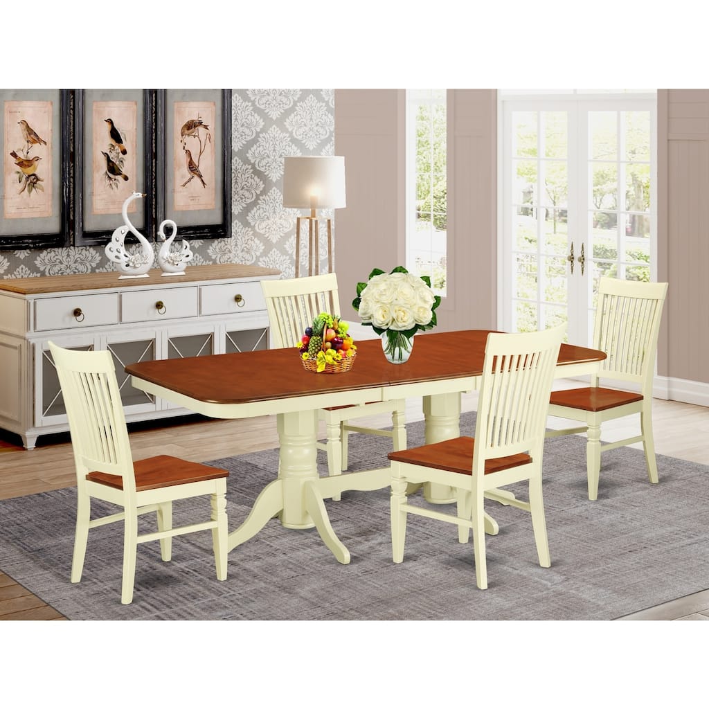 Dinette Set 5 Piece - Mid Century Dining Table & Chairs - Kitchen Table Set - Buttermilk Finish