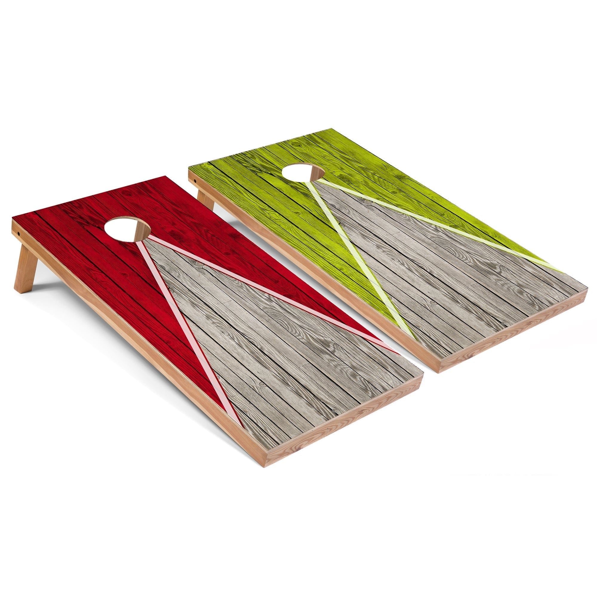 Red and Lime Pyramid Outdoor Cornhole Set