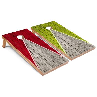 Red and Lime Pyramid Premium 2x4 Cornhole Board Set