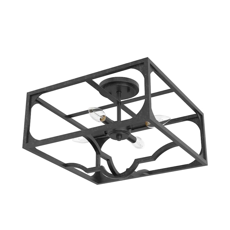 Hunter Highland Hill 4-Light Semi-Flush Mount - Farmhouse, Rustic