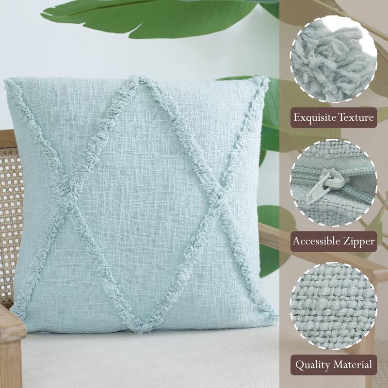 Heartham Set of 2 Contemporary Diamond Cotton Throw Pillow Covers, 20" x 20", 2 PCS (Covers Only) by Sevita
