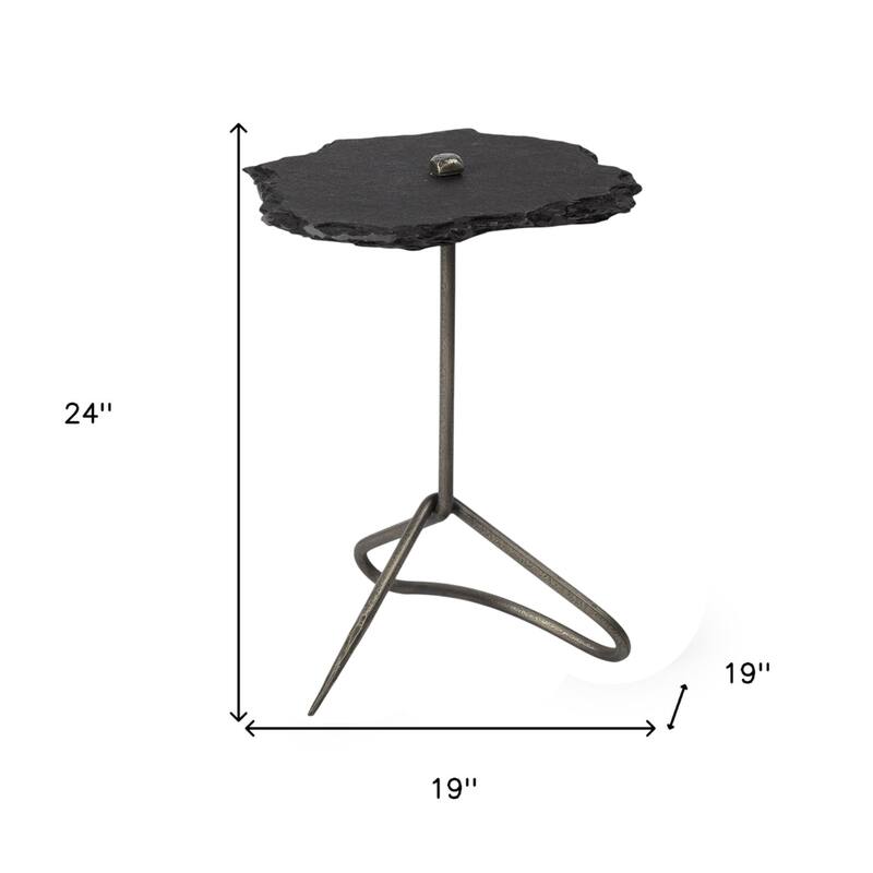 HomeRoots 24" Slate Gray And Black Stone End Table - 19' X '24' X '19