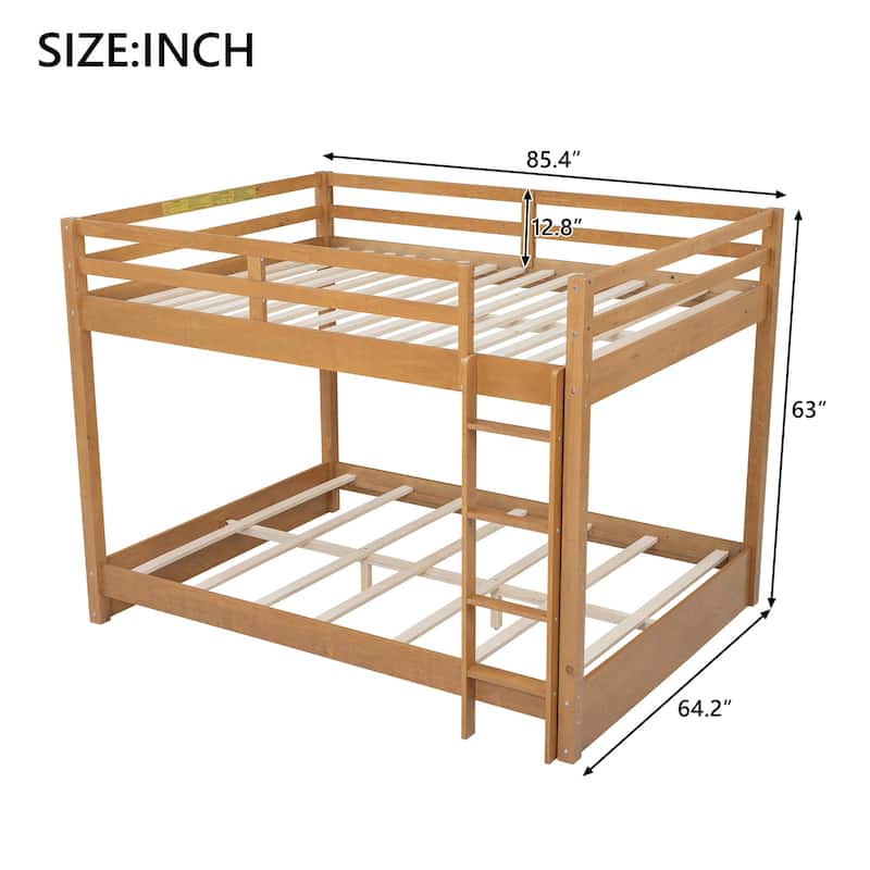 Premium Solid Wood Queen-Size Bunk Bed with Secure Integrated Ladder ，Space-Efficient Design for Family Rooms ， Guest Quarters