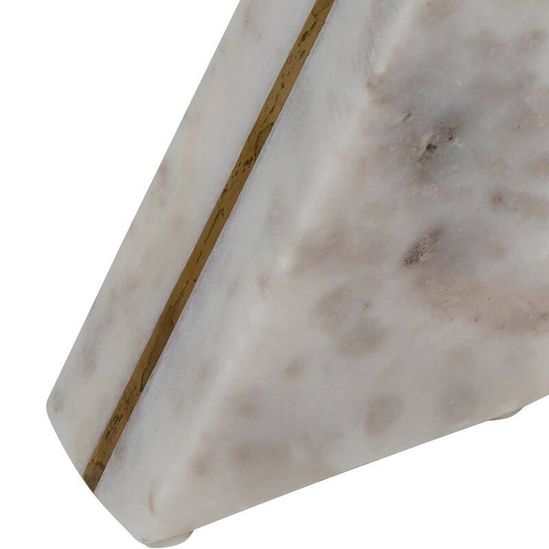 Almera Genuine Hand Cut Astra Grey Marble and Brass Accented Trianglar Bookends