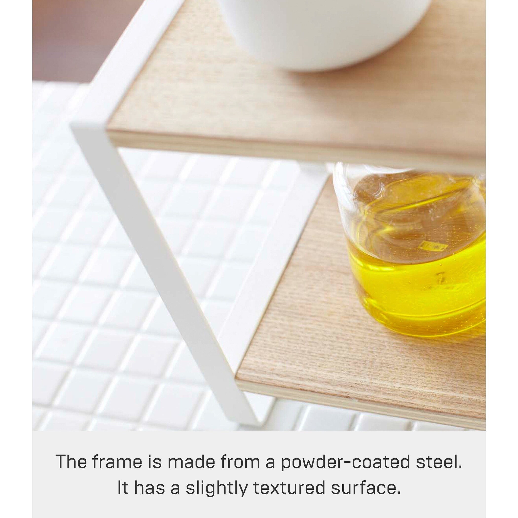 Yamazaki Home Two-Tier Riser, Steel and Wood, Holds 8.8 lbs - L