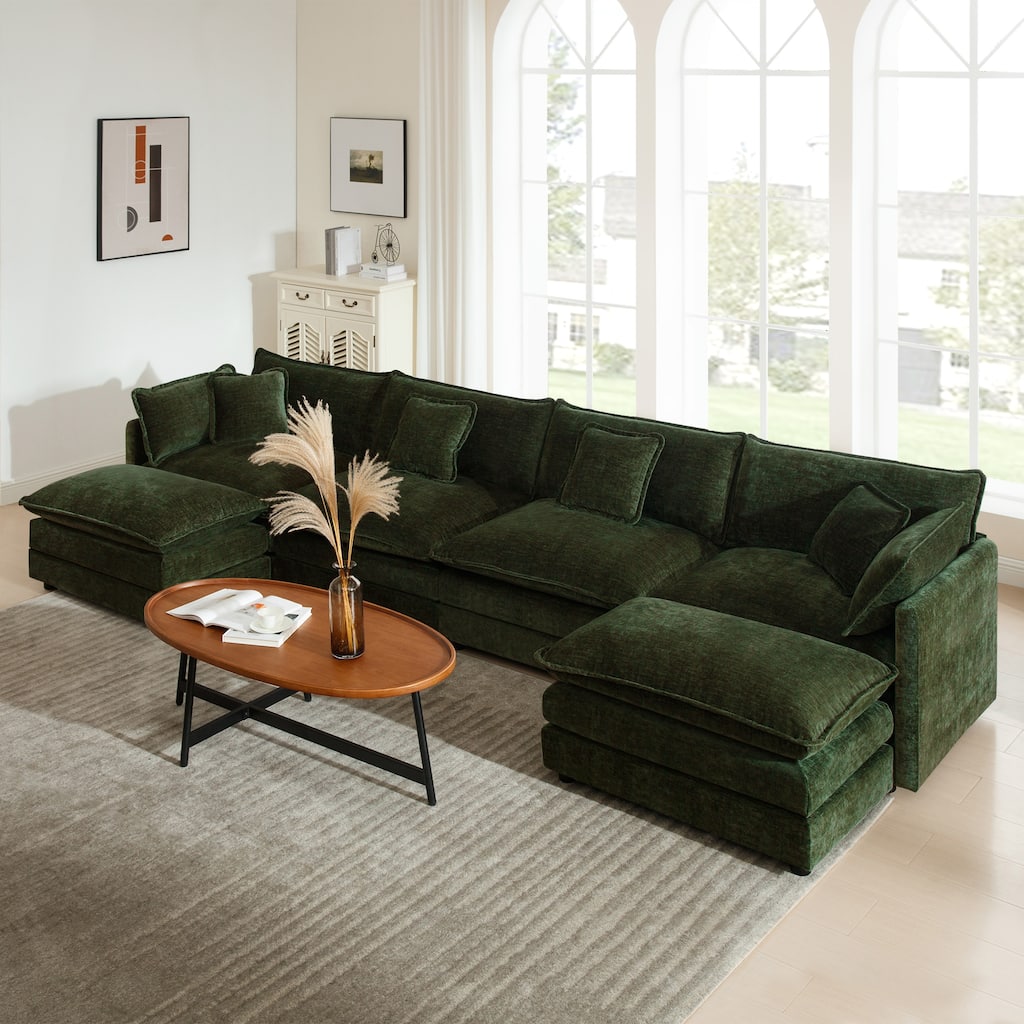Cloud Chenille Upholstered Modular Sectional Sofa with DIY Combination Design