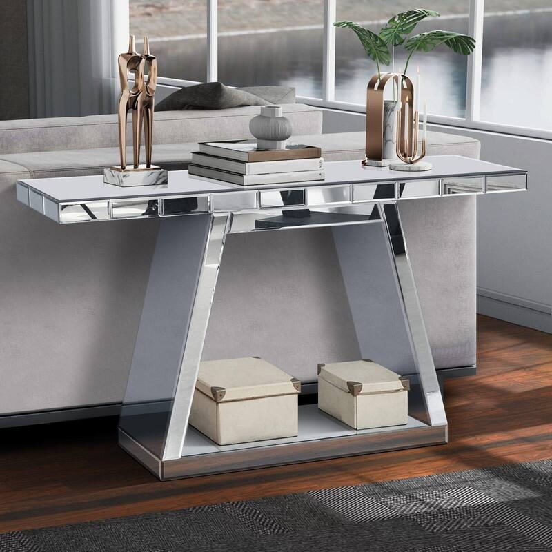 Modern 55.9" Luxe Full-Body Mirror Entryway Table with Sturdy Wooden Frame and Stylish Storage Solutions