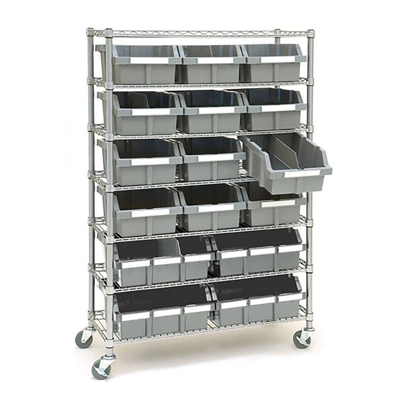 Seville Classics Commercial 7-Tier NSF 16-Bin Rack Shelving, 36" W x 14" D x 56" H - 36" W x 14" D x 56" H