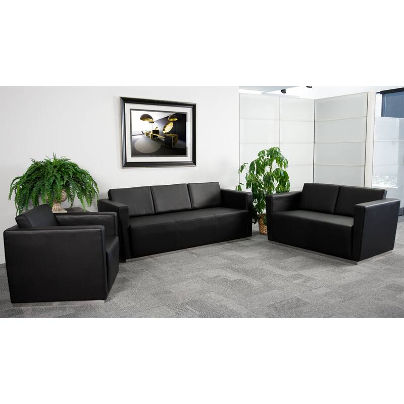 LeatherSoft Reception Set with Stainless Steel Recessed Base