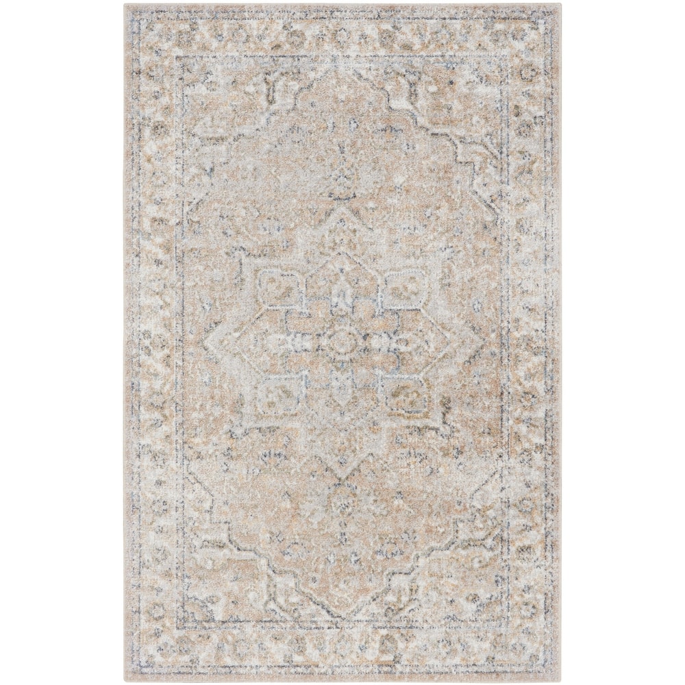 Nourison Abby Machine Washable Indoor only Persian Floral Area Rug.