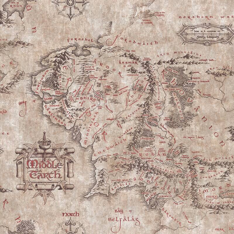 RoomMates Lord of the Rings Parchment Middle Earth Map Peel and Stick ...