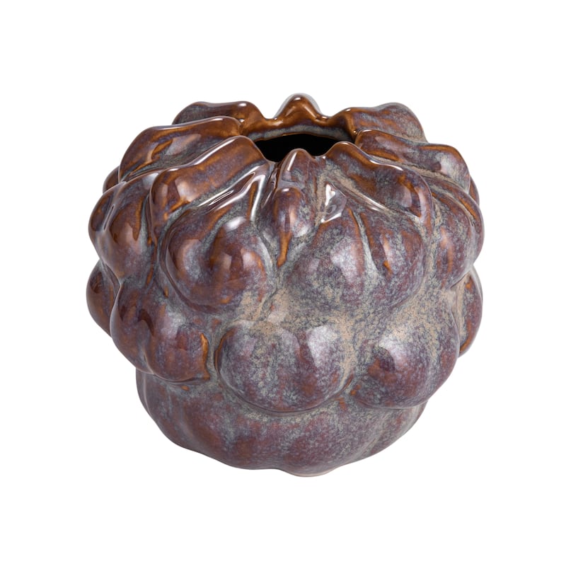 Decorative Stoneware Formed Vase with Reactive Glaze
