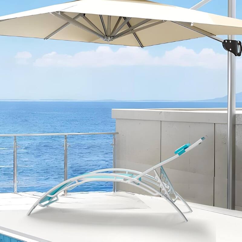 2-Pack Aluminum Adjustable Patio Chaise Lounge Chairs All-Weather Outdoor Recliners