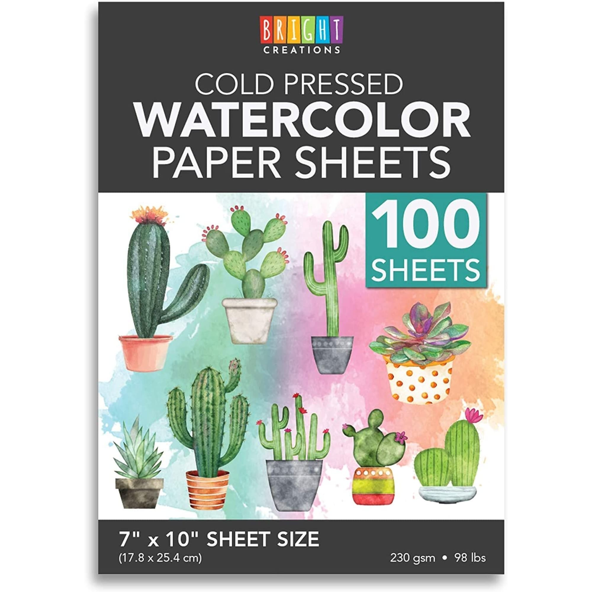 Bright Creations 100 Sheets Cold Press Watercolor Paper for Artists and Beginners (7x10 in)