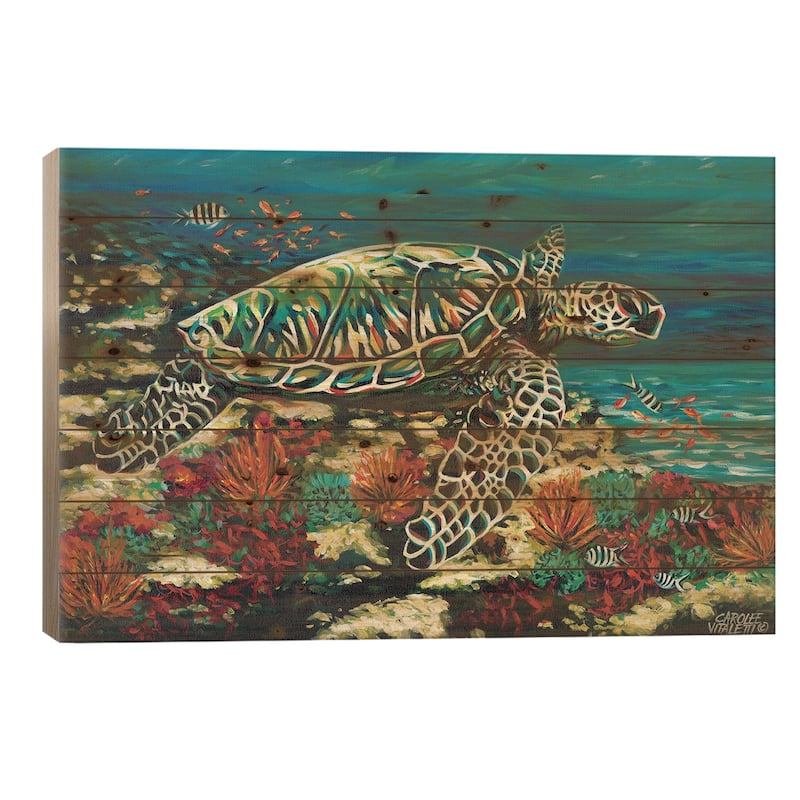 Deep Sea Swimming II Print On Wood by Carolee Vitaletti - Multi-Color - 18x26x1.5