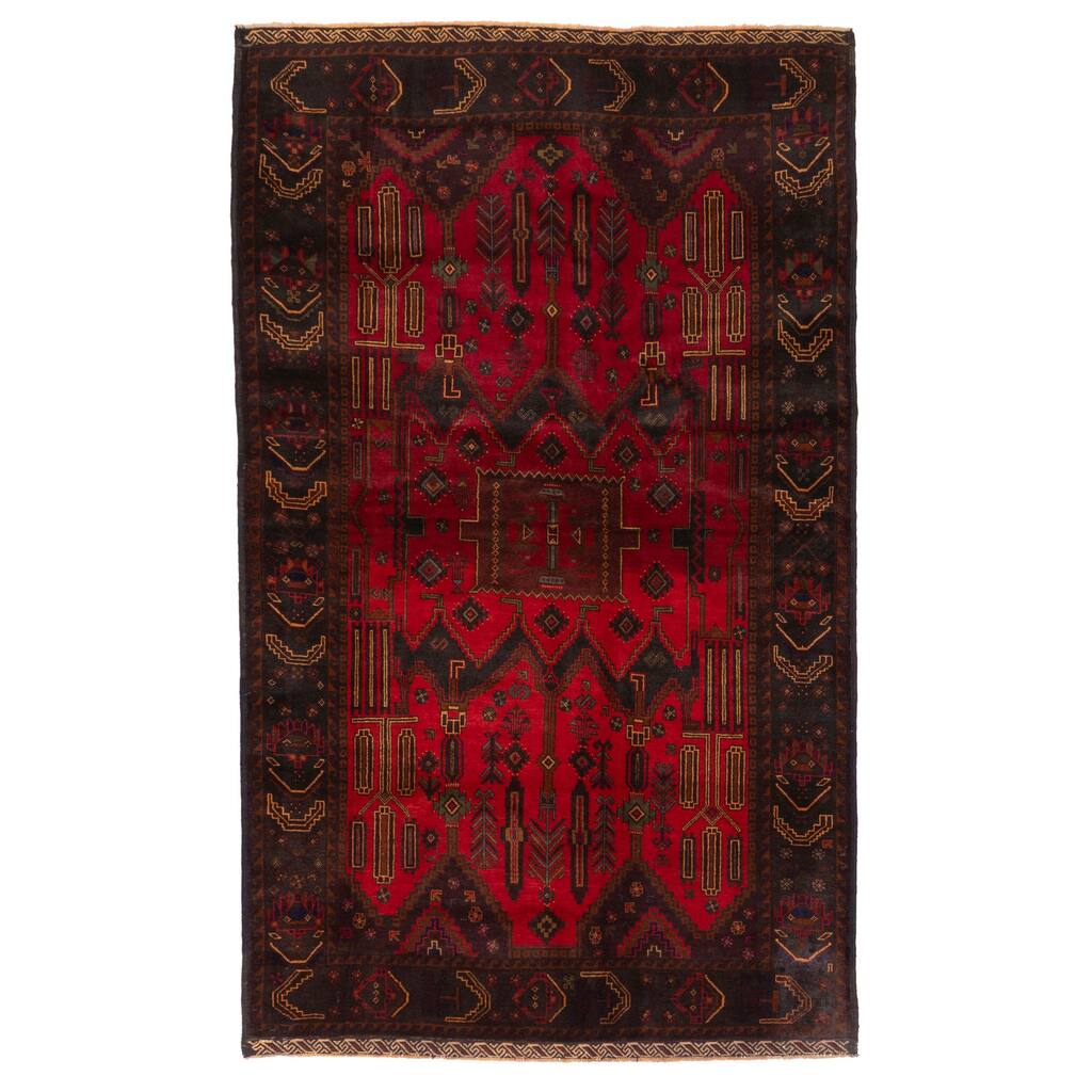 ECARPETGALLERY Hand-knotted Teimani Red Wool Rug - 4'0 x 6'11