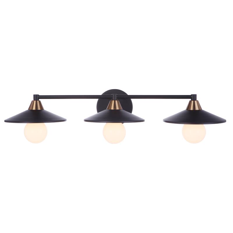 Craftmade 125293 Isaac 3 Light 29" Wide Vanity Light - Flat Black / Satin Brass
