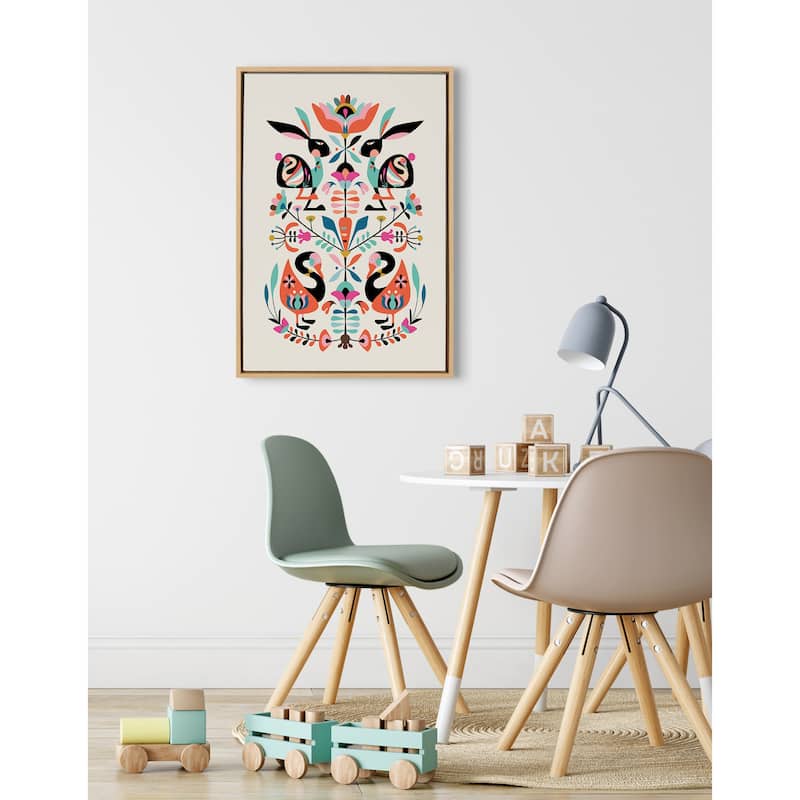 Kate and Laurel Sylvie Floral Bunny Framed Canvas By Rachel Lee