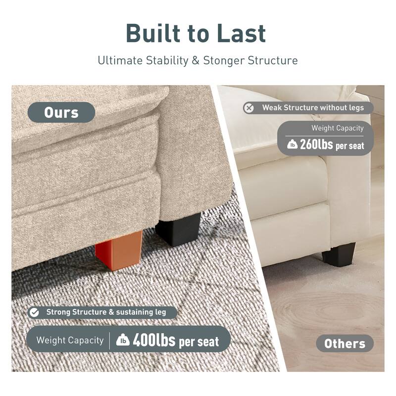 MAISON ARTS 2-Piece Chenille & Corduroy Sofa Set, Comfy 3/4/5-Seater Modular Loveseat & Armchair with Throw Pillows