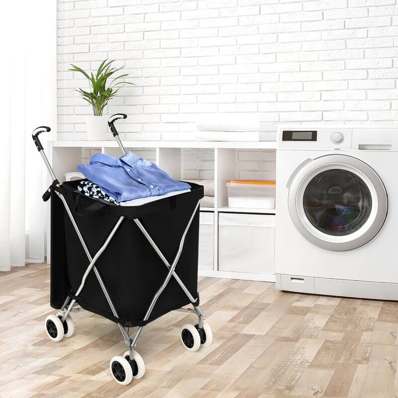 Costway Folding Shopping Cart Utility w/ Water-Resistant Removable