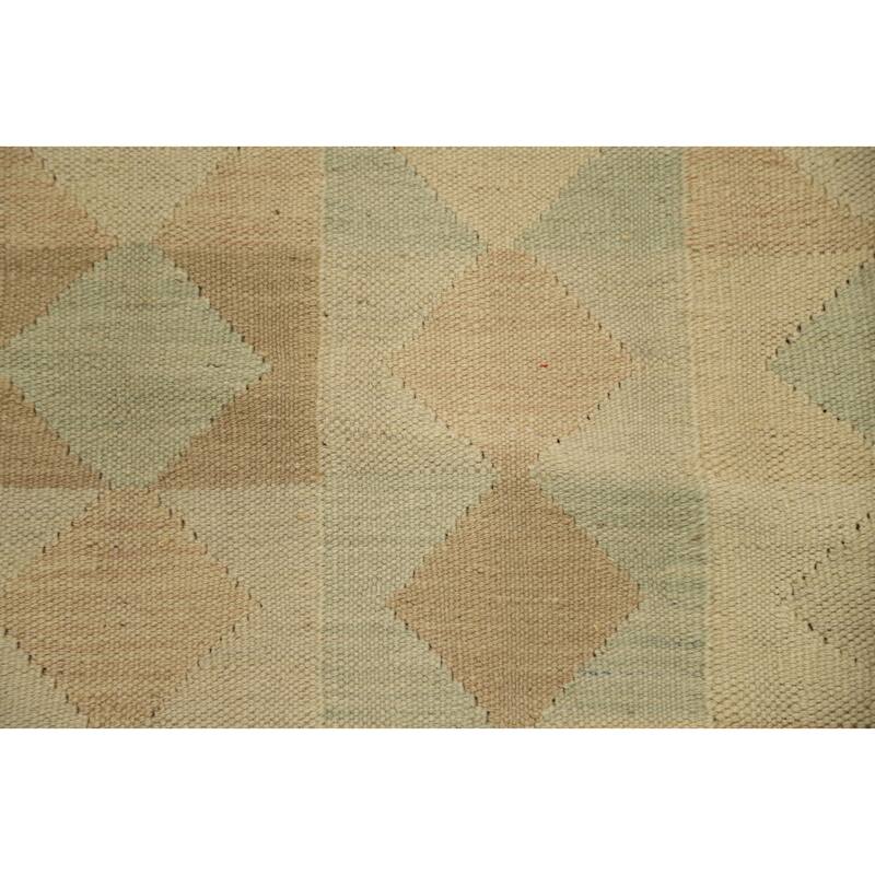 Hand Woven Oriental 100% Wool Carpet Southwestern Modern Multi-Colored Kilim Runner Rug - 8' 8'' X 3' 0''