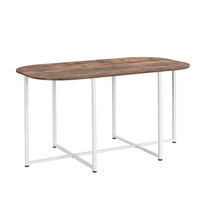 Dining Table Set for 6 - 55" Faux Marble Semi-Round Dining Table with 6 Chairs