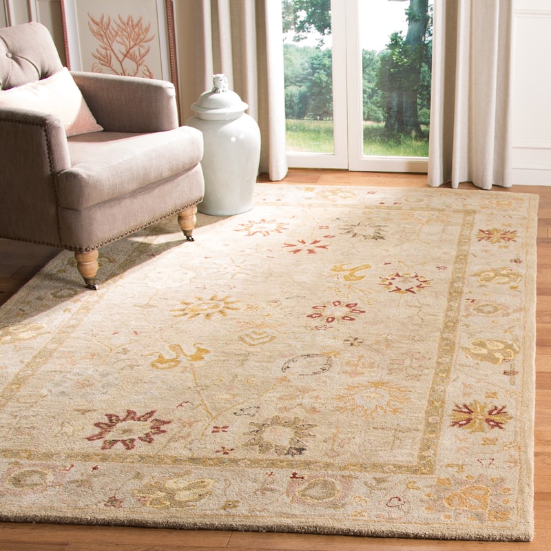 SAFAVIEH Handmade Anatolia Fuencisla Grey Blue/ Ivory Hand-spun Wool - 4' x 6' - Taupe/Beige - Runner/Rectangle