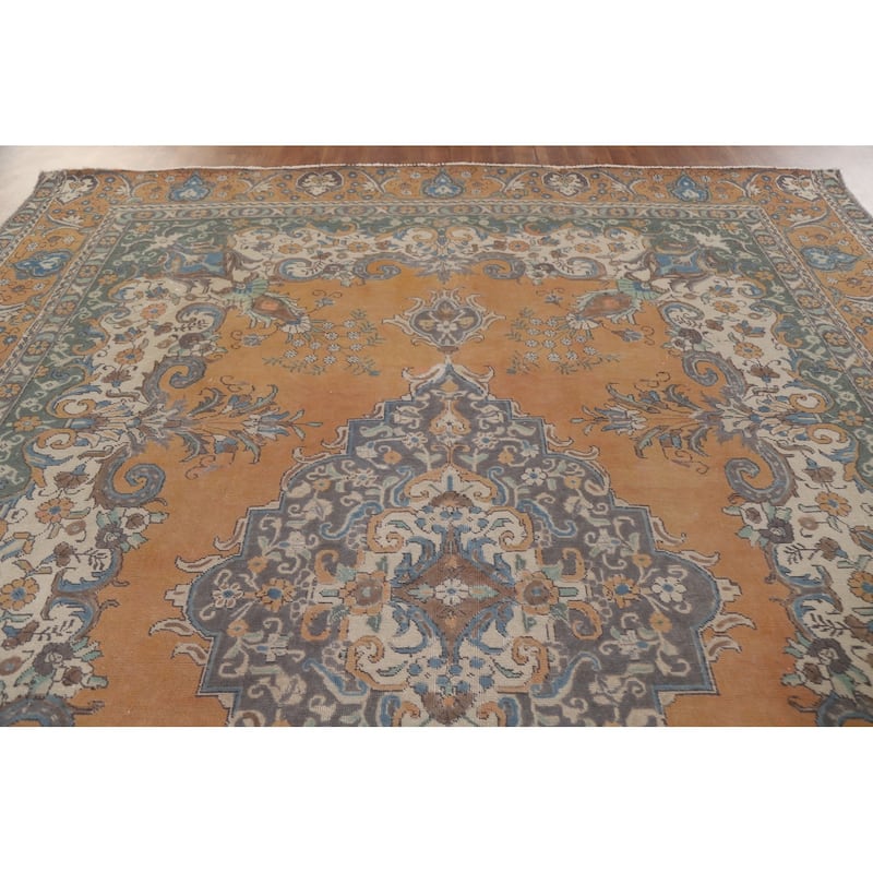 Tabriz Persian Vintage Area Rug Handmade Wool Carpet - 9'9"x 12'5"