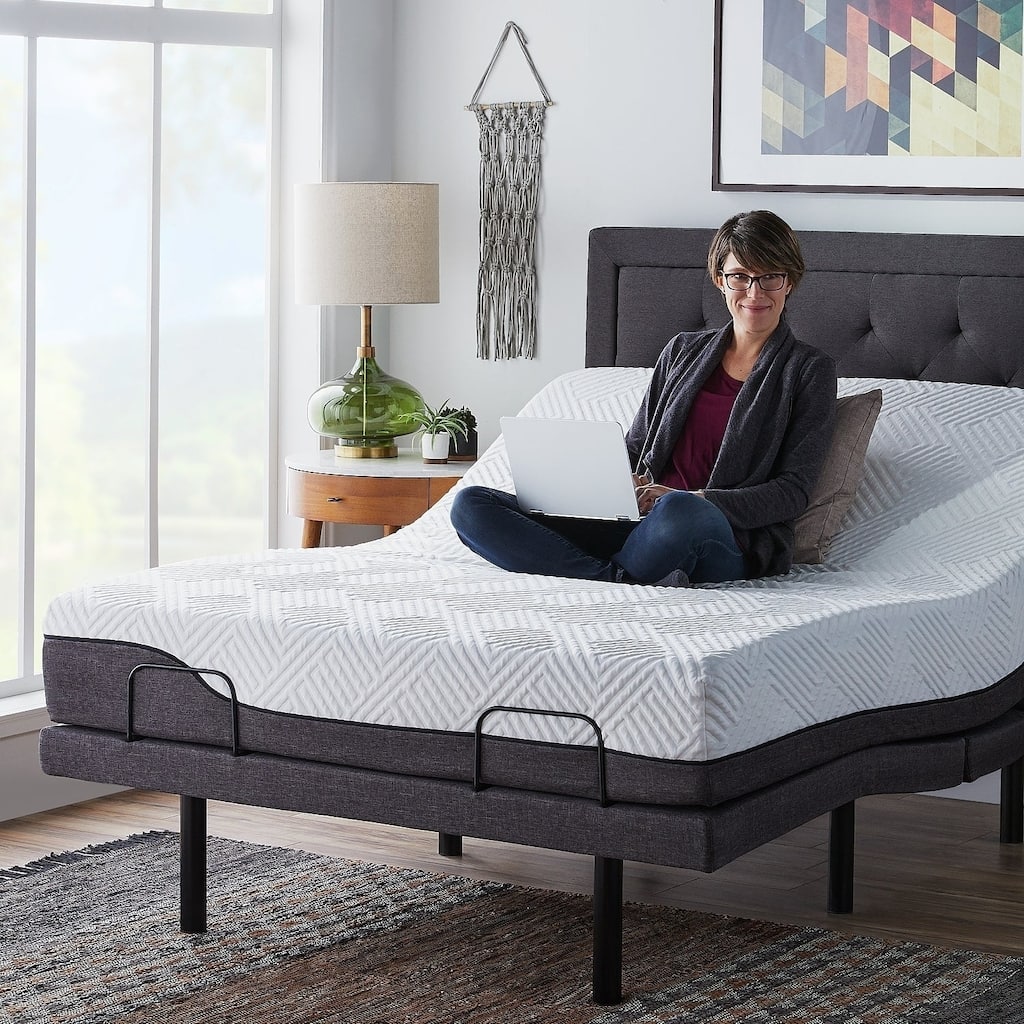 Lucid 12-in. Hybrid Mattress and L300 Adjustable Bed Set