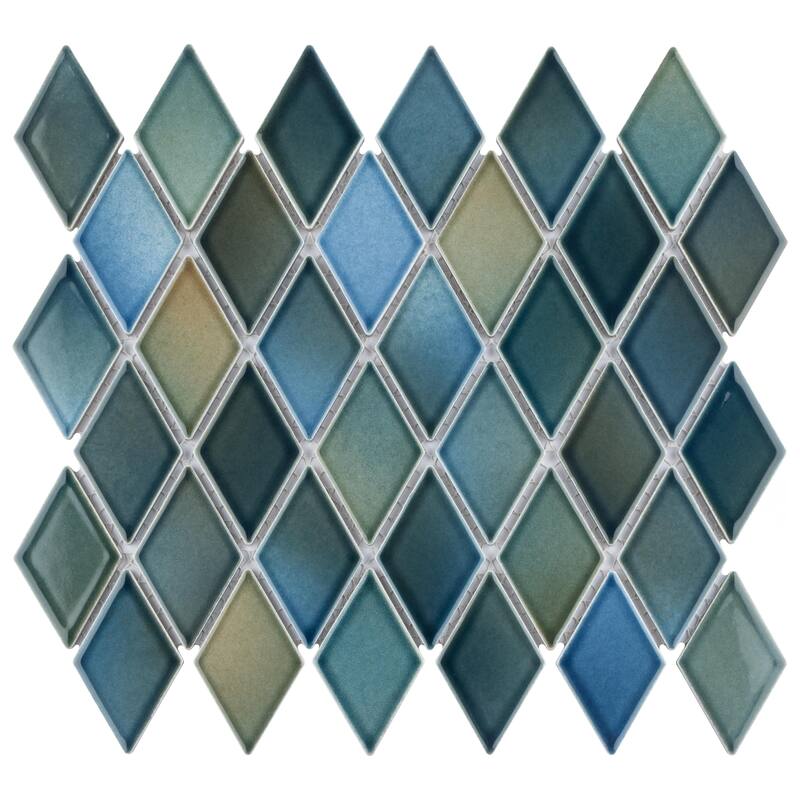 Merola Tile Hudson Kite Lagoon 10-1/8" x 11-3/4" Porcelain Mosaic Floor and Wall Tile - Case (10 Tiles)