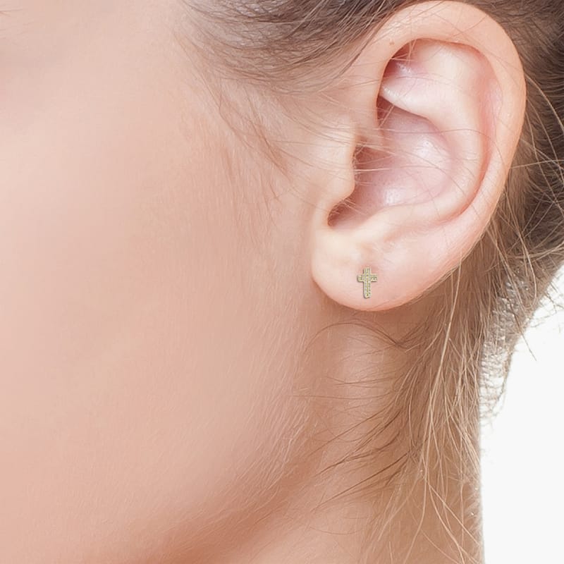 EFFY Gold-Plated 925 Sterling Silver Diamond Earrings
