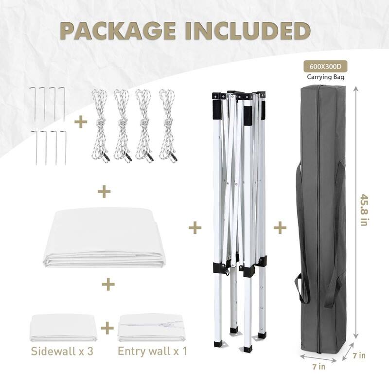 EAGLE PEAK 5x5 Instant Canopy with 4-Side Wall Panels, Small Pop up Portable Canopy Tent with Carry Bag