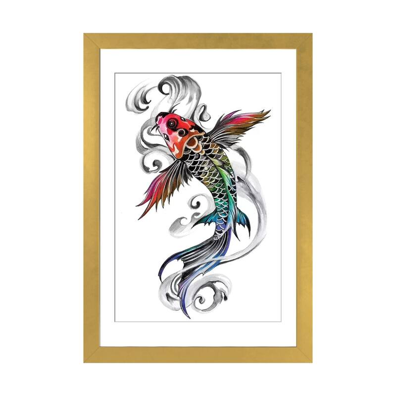 iCanvas "Rainbow Koi" by Katy Lipscomb - Gold - 24x16x1