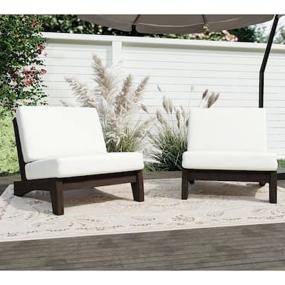 Outdoor Furniture Acacia Wood Armless Loveseat Sofa With Cushion