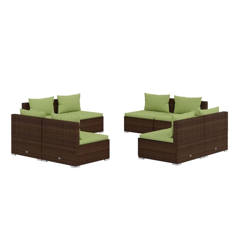 vidaXL Patio Lounge Set Outdoor Sectional Sofa Set Table Garden Poly Rattan - 27.6" x 27.6" x 24"