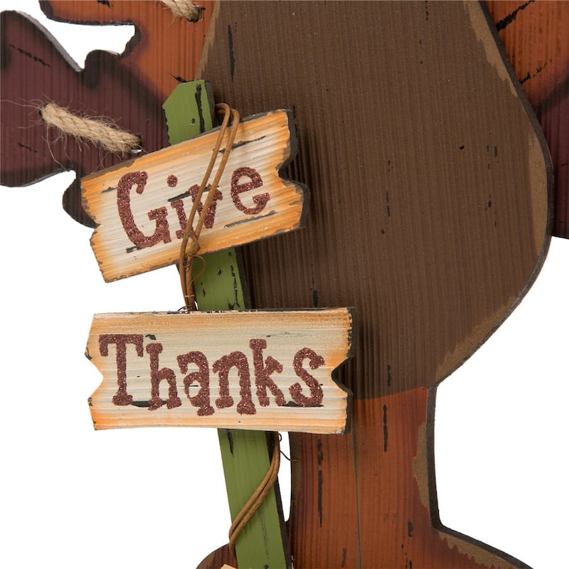 Glitzhome Thanksgiving Wooden Turkey Wall Hanging or Table Decor