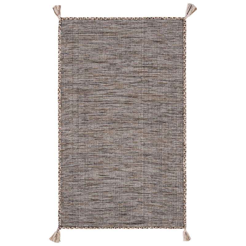 SAFAVIEH Handmade Flatweave Montauk Jahi Plaid Casual Cotton Rug - 2'3" x 5' - Beige/Black