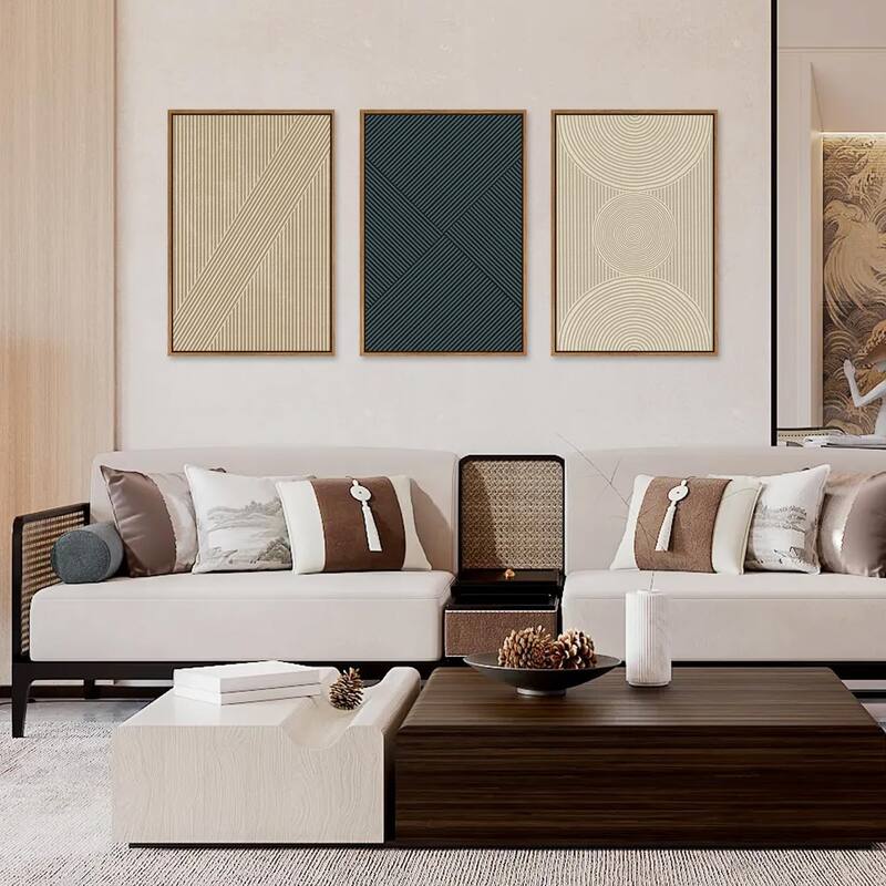 Neutral Beige Wall Decor, Mid Century Modern Wall Painting - 24 x 36