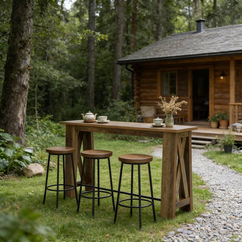 63" Bar Table, Counter Height Pub Table, Rectangular High Top Kitchen Dining Tables for Dining Room, Living Room, Bistro