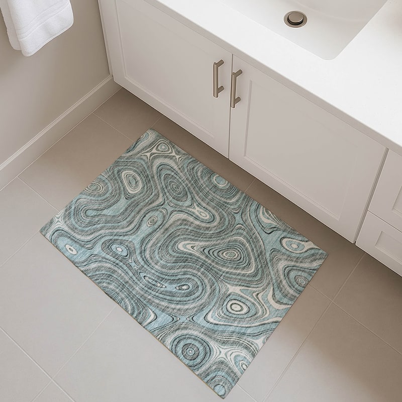 Premium Washable Super Soft Contemporary Alfa Mayfield Rug - Sky - 1'8" x 2'6"