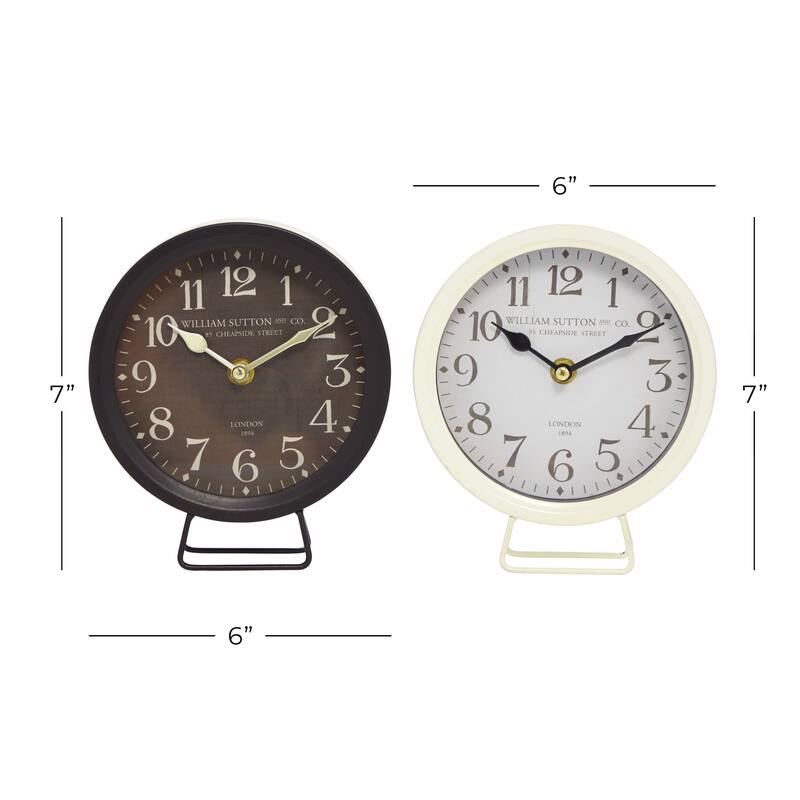 Black Metal Decorative Clock (Set of 2) - 6 x 2 x 7 Round