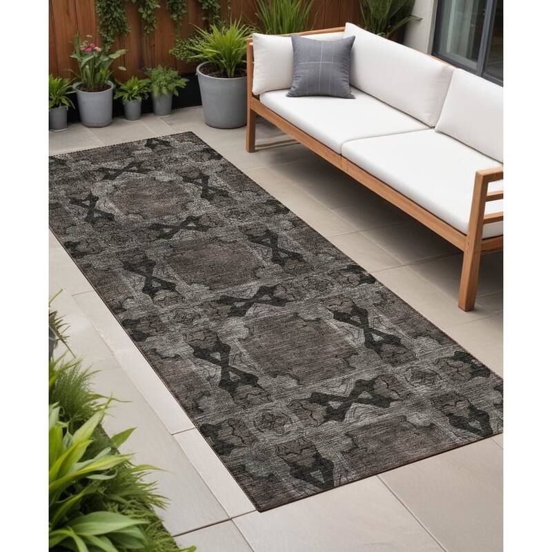 Alriso Botanic Elegance Weather Resistant Timeless Fusion Outdoor Rug - 8' Runner - Multi