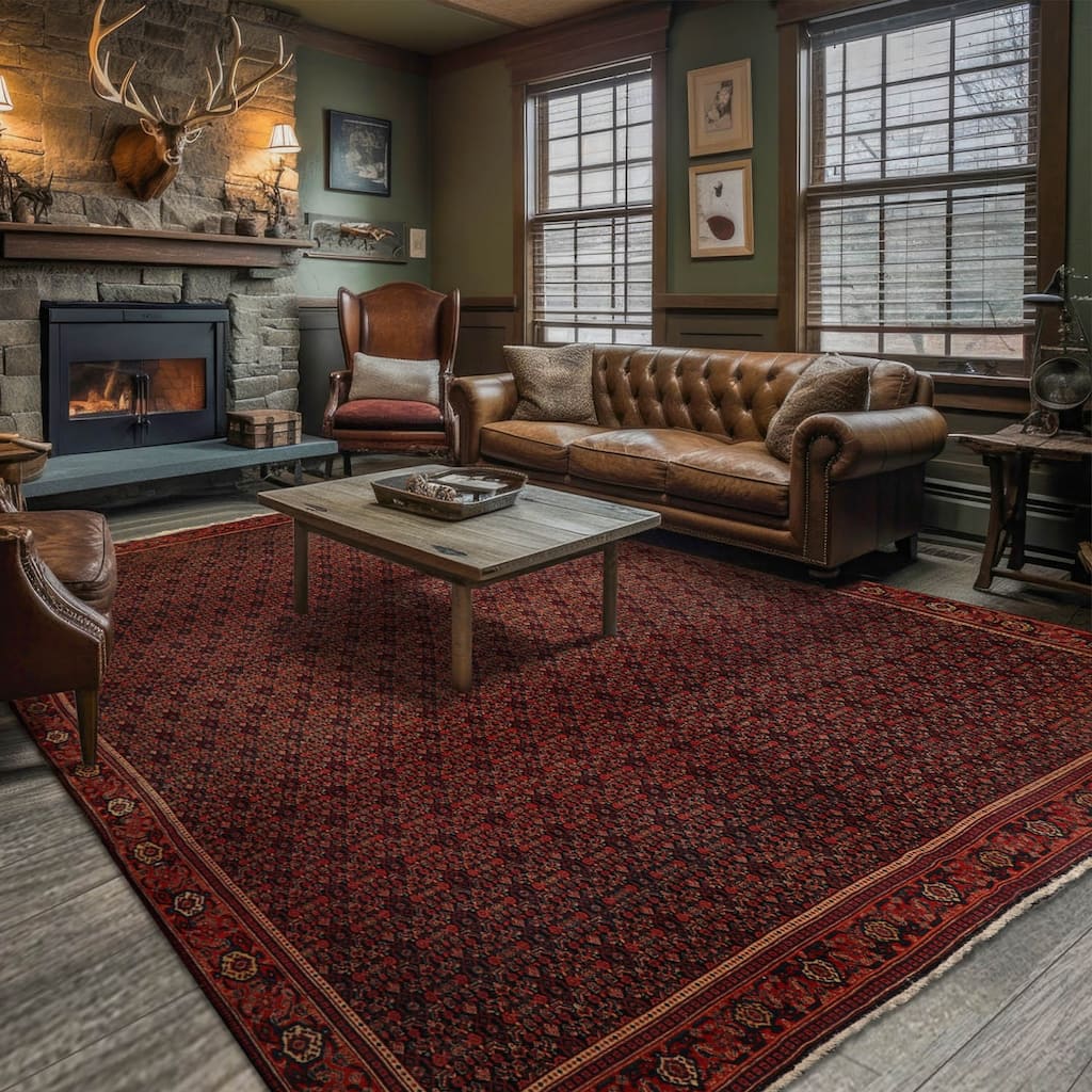 Hand Knotted Antique Black Persian Wool Traditional Oriental Area Rug - 10' x 13' 2''