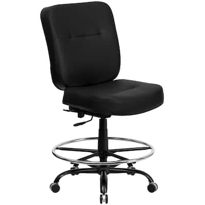Big & Tall 400 lb. Rated Black LeatherSoft Ergonomic Drafting Chair