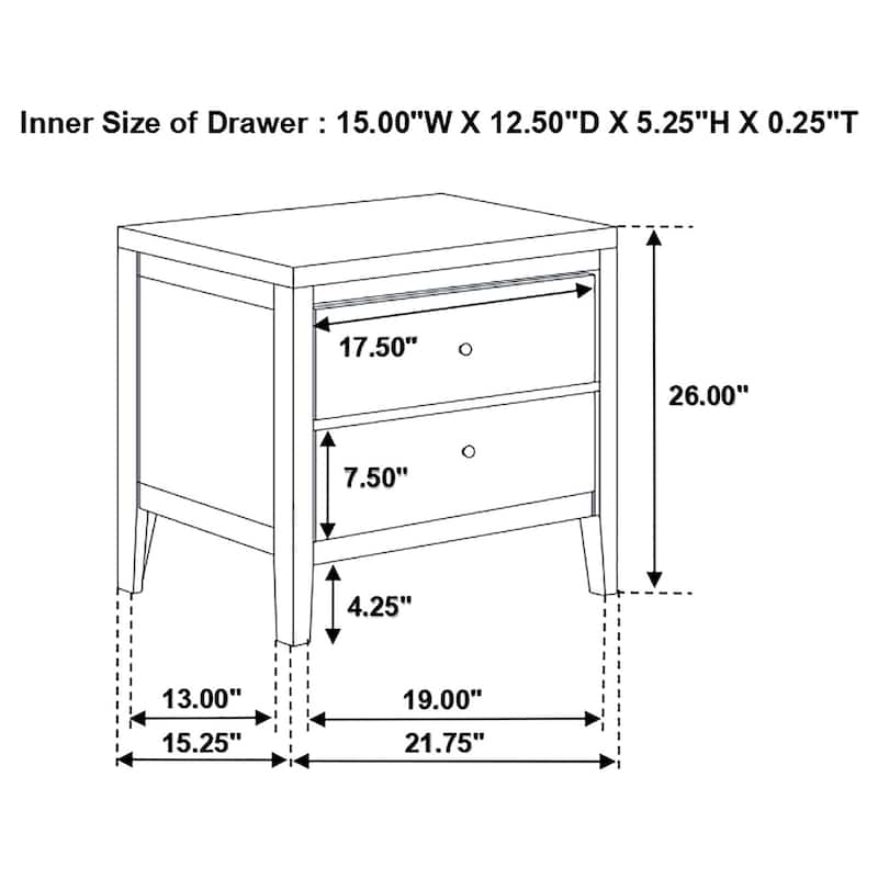 Carlton 2-drawer Wood Nightstand Cappuccino